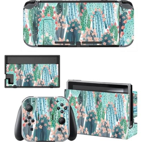 Vinyl Skin Screen Sticker Anime Cactus Skins Protector for Nintendo Switch NS Console + Controller + Stand Holder Dock Sticker