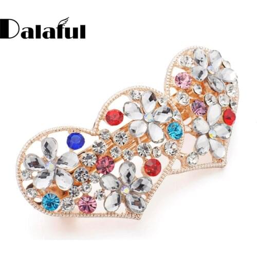 Exquisite Flowers Heart Shape Crystals Hair Clips Hairpins for Girls Women Barrettes Headwear F148 New