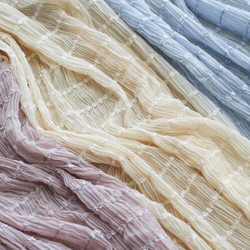 Chiffon stripe hook embroidered wave wrinkle fabric high elastic spring and summer womens dress fabric tulle fabric