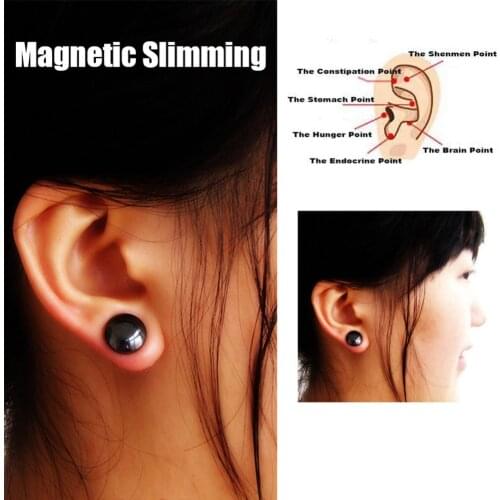 1 Pair Black Magnetic Slimming Earrings Slimming Patch Lose Weight Health Magnets Of Lazy Paste Slim Patch