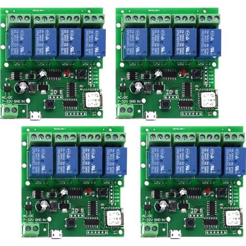 EWeLink Smart Home Remote Control Wireless Switch Universal Module 4ch DC 5V 12V 32V Wifi Switch Timer Phone APP Remote Control