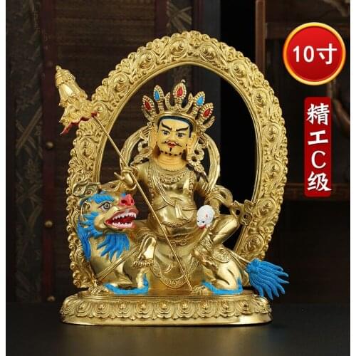 33cm Large High grade gilding golden buddha statue Asia Buddhism GOOD LUCK CAI SHEN God of wealth Vaisravana buddha statue
