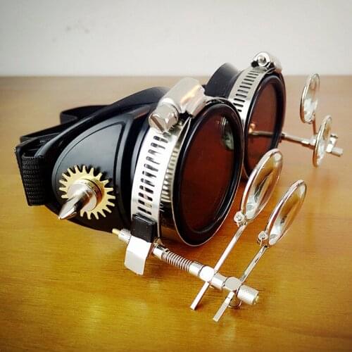 Black Gothic Metal Rivet and Plastic Double Lens Steampunk Goggles Burlesque Women/Men Eyewear Windproof Mirror Cosplay Props