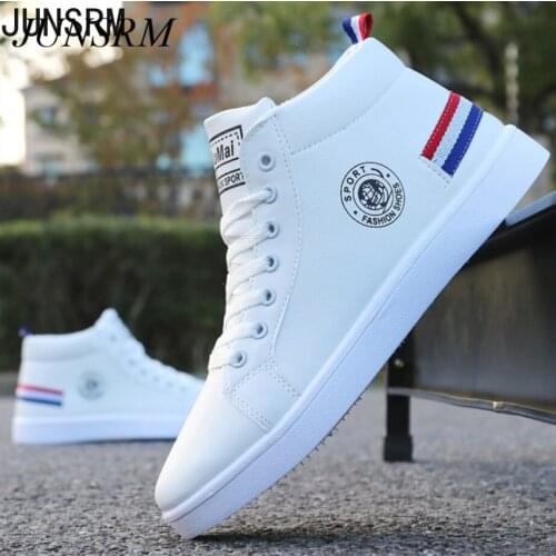 Mens Skateboarding Shoes High Top Sneakers Breathable White Sports Shoes Students Shoes Street Walking Shoes Chaussure Homme