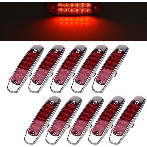 Fuleem 10PCS 12LED Sealed Side Marker Clearance Lamp Trailer Truck Turn Signal Light Red 12V Waterproof