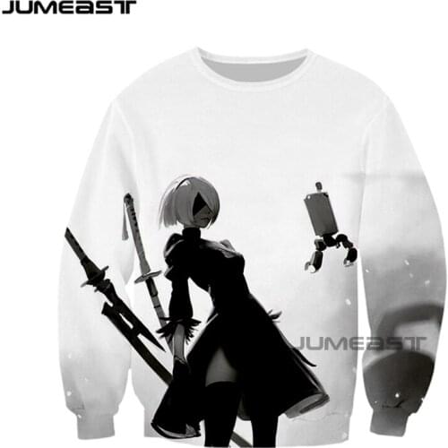 Jumeast Brand Men/Women 3D Printed Sweatshirt NieR Automata Long Sleeve Sport Pullover Spring Tops Tees