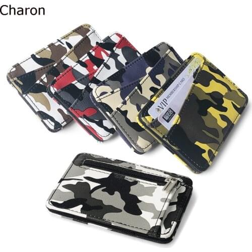 New Army Camouflage Mini Mens Leather Wallet With Coin Pocket Slim Purse Money Clip Bag Bank Credit Card Card Cash Holder