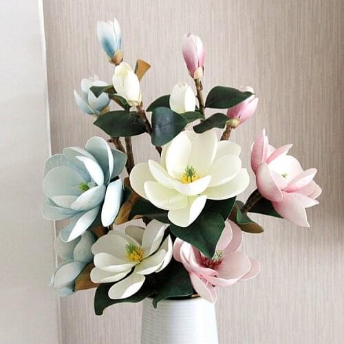 Magnolia high simulation flower living room TV cabinet vase artificial flower home decoration flower tree indoor landing flowers