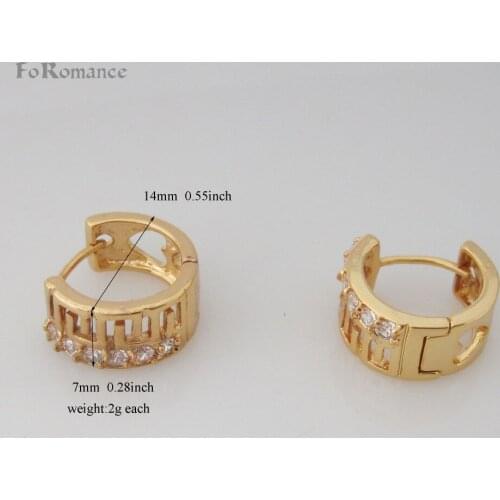 MIN ORDER 10$/CAN MIX DESIGN/GREAT - YELLOW GOLD SOLID GP OVERLAY FILL WITH BRASS HOOP 0.55" BAND 7MM 0.28inch CZ EARRING
