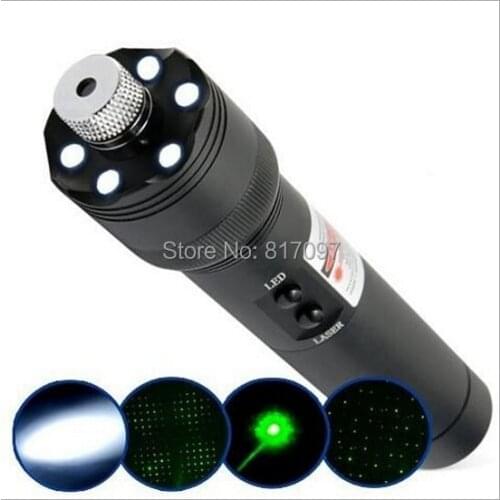 2in1 Multi-function Laser flashlight Torch 532nm Green visible Beam Laser twinking laser pointer+ LED LED Flashlights