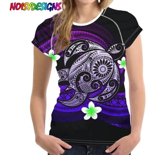 NOISYDESIGNS New Polinesian Turtle Design Plumeria Vintage T Shirt Women Harajuku Shirt T-shirt Female Camisetas Verano Mujer