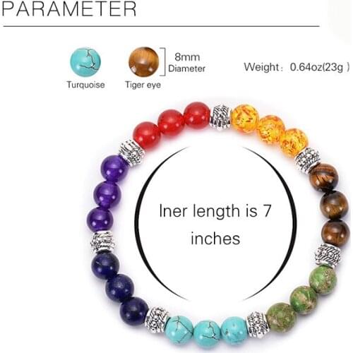 Simple Fashion Style Natural Chakra Stone Turquoise Tiger Eye Multi-style Beads Unisex Charms Bracelet For Wedding Birthday Gif