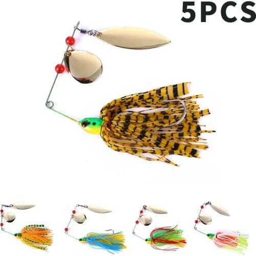 5pcs Willow Leaves Sequin Lures Silicone Skirt Swim Jigs Baits Fishing Artificial Baits Hooks Lures For Outdoor Entertainment