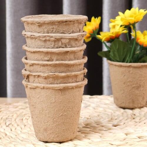 50 Pieces 6cm Garden Flower Round Peat Planters Pots Plant Seedling Starters Cups Nursery Herb Seed Tray Planting Tools