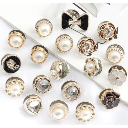 6pcs/set Detachable Adjustable Metal Button Clothing Crafts Decorative No Sewing Buttons Garment DIY Pearl Nail Accessories