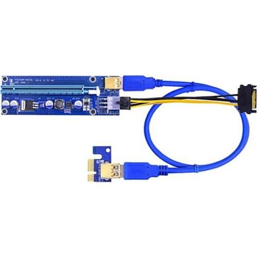6 Pcs PCI-E Adapter Card VER009S PCI-E 1X TO 16X 6Pin USB3.0 Graphics Card Extension Cable Adapter for Mining Machines