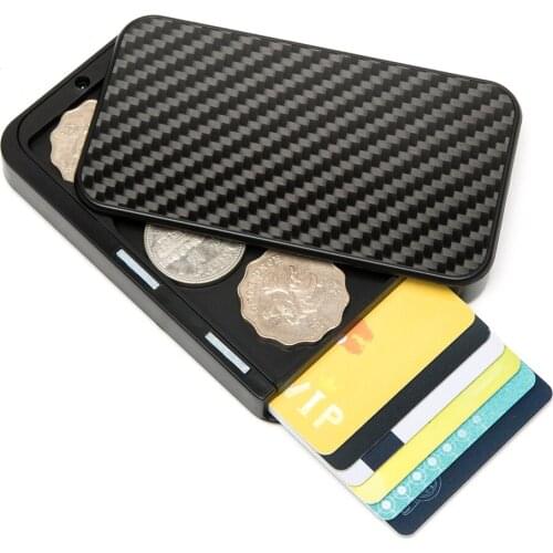 Carbon Fiber Card Holder Wallets Multi RFID Blocking Money Purse with Coin Pocket fit for Men & Women