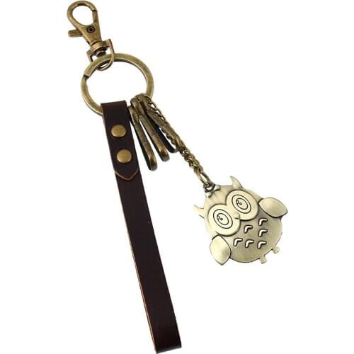 Alloy Owl Long Keychain Bag Accessories Bird Pendant Retro Leather Holder Chain Key Ring Vintage Fashion Men Women Jewelry Gift