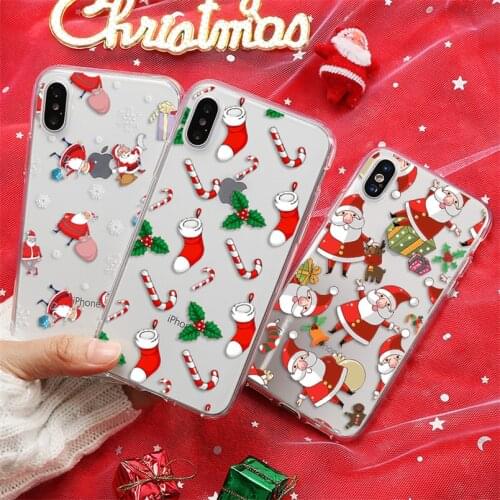 Merry Christmas Gift Case For iPhone 7 8 6 6S Plus 5 5S SE 2020 12 11 Pro Max Clear Phone Case For iPhone X XR XS Max TPU Cover