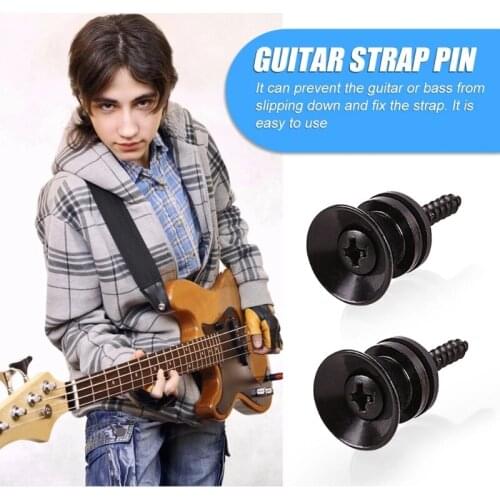 Guitar Pegs for Ukulele Acoustic Electric Bass Guitar Strap Buckle Lock Button Bolts Metal End Locking Parts Black Gold