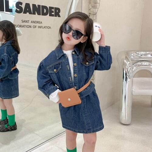 Girls Suits Coat +Skirt 2Pcs/Sets 2021 Blue Jean Thicken Winter Autumn Warm Kids Toddler Kids Cotton Sport Sets Formal Children