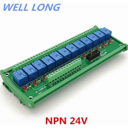 DIN Rail Mount 12 Channel NPN Type 24V 10A Power Relay Interface Module,SONGLE SRD-24VDC-SL-C Relay