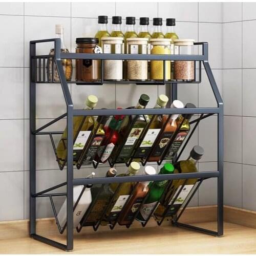 Kitchen Seasoning Rack Iron Soy Sauce and Vinegar Storage Rack Spice Jar Seasoning Seasoning Storage Rack Kitchen Accessories