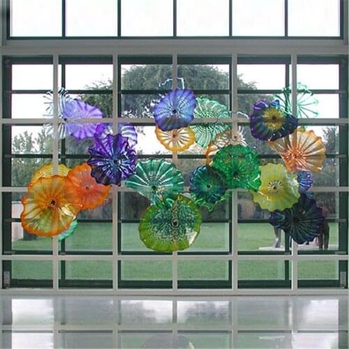 Hot Sales Hand Blown Glass Wall Art Plates Murano Glass Plates for Wall Hanging Hotel Home Decoration