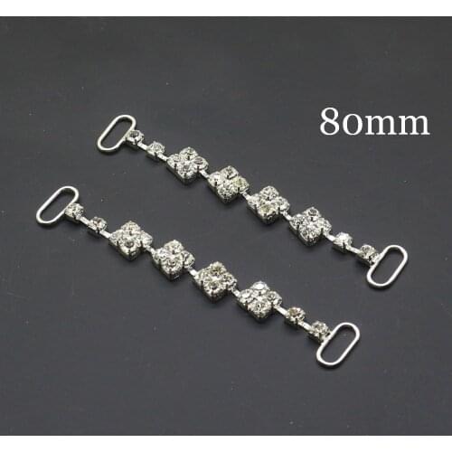 Lightweight 6Pcs 80mm Crystal Rhinestone Bikini Connectors/Buckle Metal Chain For Swimming Wear Decoration or Hair accessiores