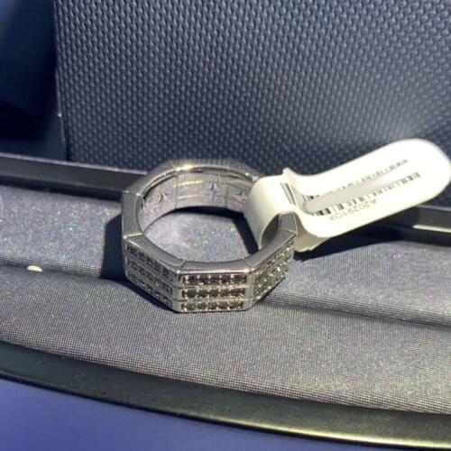 Brand 1:1High Quality Fahsion Ring Silver Color Sliding Mana Single 3-layer Inlaid Six Sides Zircon Women Ladies Wedding Jewelry