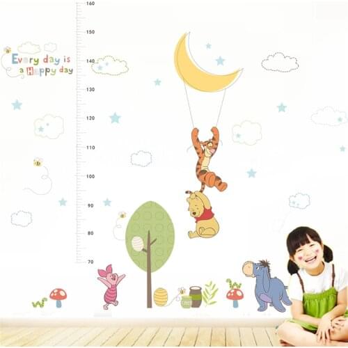 Disney winnie pooh growth chart wall stickers bedroom home decorations cartoon animals height measure wall decals pvc mural art