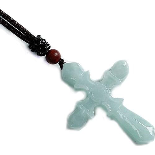 Natural myanmar jadeite pendant cross pendant Christian Jesus cross jade pendant for women and men with certificate