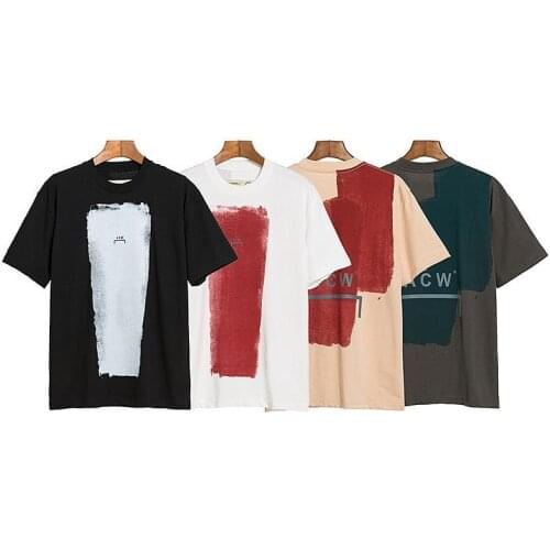 New Industrial Style Color Block Paint Graffiti T-Shirt Men Women Best Quality Top Tee -40