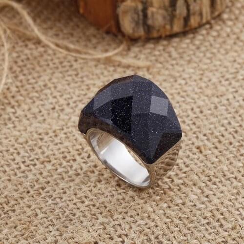 New Atmospheric Broad Black Cats Eye Ring Titanium Steel Jewelry Mens and Womens Rings