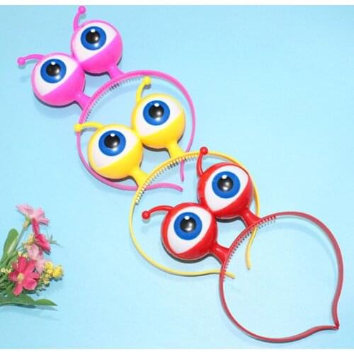 652F New Eyeball LED Hair Hoop Flashing Glow Headband Crown Heart Light Up Hairbands Hair Accessories Glow Party Christmas New