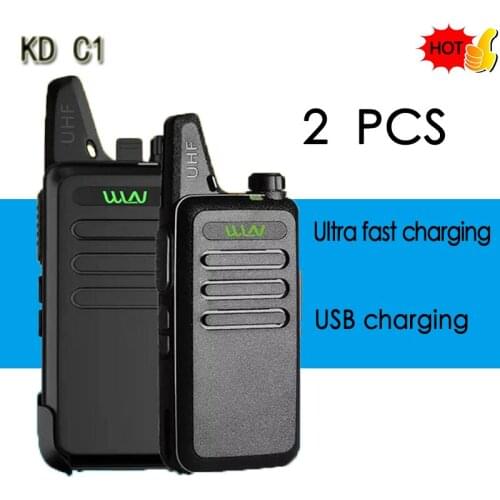 2PCS WLN KD-C1Mini Walkie Talkie Portable Radio UHF 400-470 MHz 5W 1500mah With 16 Channels slim Amateur Handheld Transceiver