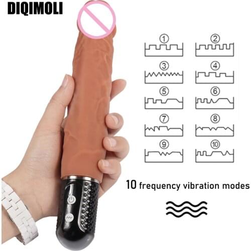 Realistic Silicone Vibrating Dildos 10 Frequencies Vibration Phallus Large Penis Vibrator Dick Sex Toys for Women Masturbation