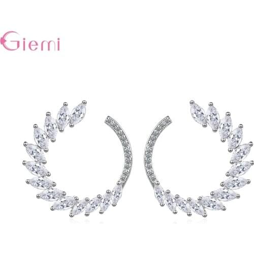 Luxury Leaf Stue Earrings Micro Paved CZ Stone Available Birthday Wedding Gift Earrings For Women Girl Fine Jewelry