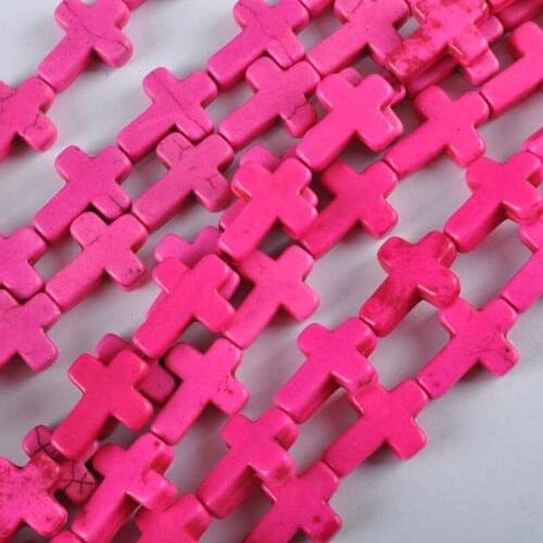 12x16MM Pink Howlite Loose Beads Cross Strand 15.5 Inch Jewelry Making C060