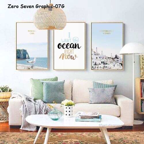 Nordic Mediterranean Landscape Seagull Car Beach Canvas Painting Print Picture Poster Wall Art Living Room Bedroom Home Decor