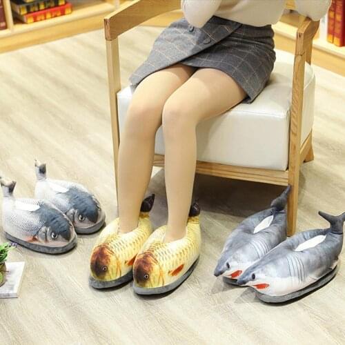 Plush Cotton Slippers Innovative Simulation Catfish Shape Slippers Warm Non-slip Shoes For Home Indoor Wearing