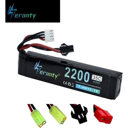 TERANTY 2200mAh 11.1V Lipo Battery Water Guns Air Pistol Electric AKKU RC Parts 11.1V 2200mAh 35C battery For Airsoft Gun BB Toy