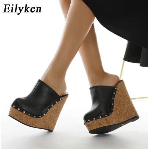 Eilyken Brand 2021 Sexy Rivet Platform Wedges Pumps Shoes high heels Sandals Summer Shoes Woman sandals Size 41 42