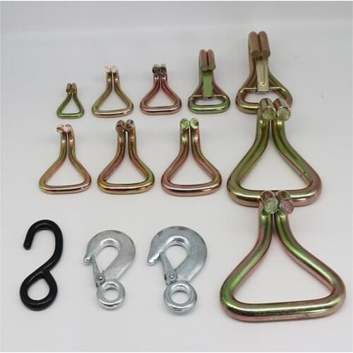 Bundled with tensioner Double row S hooks trailer with rope hook triangle ring self-locking lifting sling hook