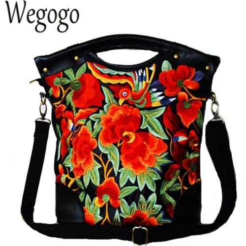 Vintage Embroidery Women's Black Bags