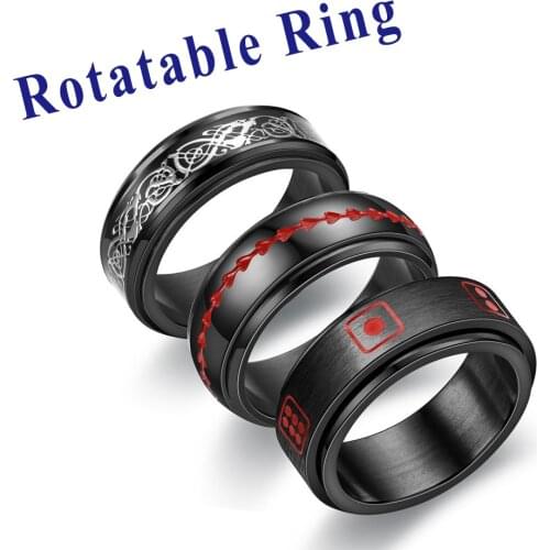 High Quality Cool Stainless Steel Rotatable Men Couple Ring Punk Women Male For Party Gift
