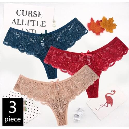 Hot Sale Lace Thongs Briefs Low Waist Sexy Transparent Women Panties S to XL