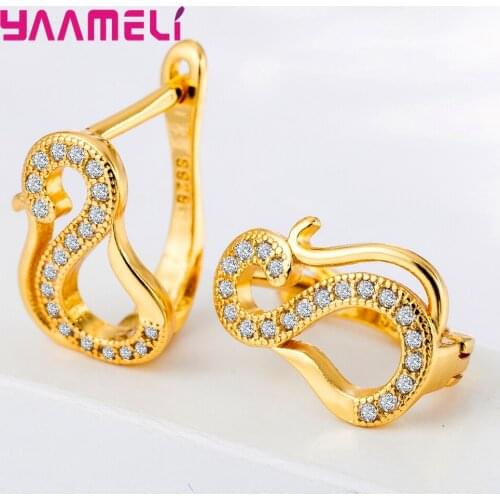 Best Personality "S" Shape Design 925 Sterling Silver Jewelry AAA Cubic Zirconia CZ Earrings Women Part Accessories Gift
