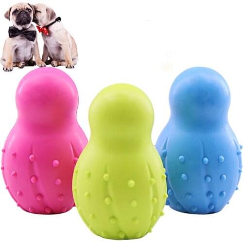Dogs Chew Toys Rubber Bowling Shape Dog Interactive Molar Teeth Clean Toy Bite Resistant Puppy Cleaning Toy Pets Supply