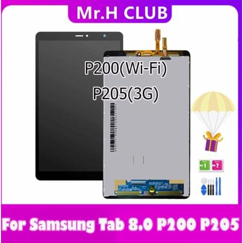 For Samsung Tab A 8.0 2019 SM-P200 SM-P205 P200 P205 LCD Display Monitor Touch Screen Digitizer Panel Glass Assembly Replacement